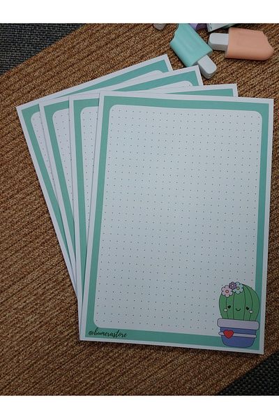 Milyoncu Sepeti Cactus Patterned Dotted Notebook-Notepad-Blocknote A5