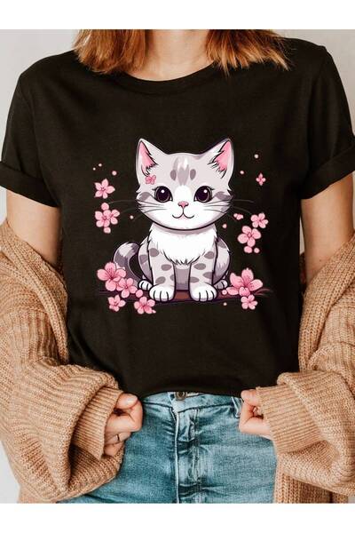 GALASHOP Cute Cat Printed T-Shirt