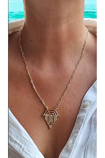 Vip Serenay Leyla Steel Zircon Stone Modern Sports Gold Necklace