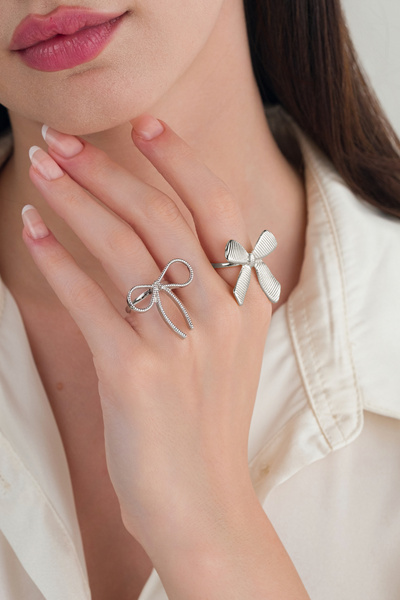 MRK مجموعة من 2 حلقات على شكل فيونكة قابلة للتعديل للنساء