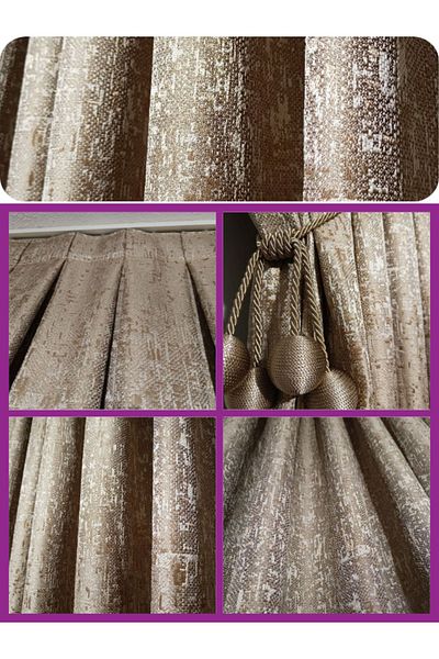 MebelPort Curtain Perla Motifat Fond Jacquard Cortina - Aripă simplă, pliată îngust (1 x 3)