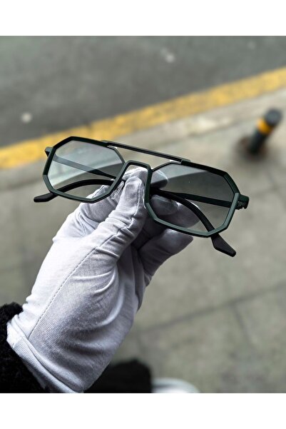 Eyesofia نظارة شمسية باللون الأخضر Octagon Lath