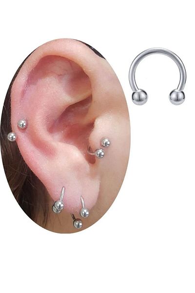 MAKSESUAR Set of 5 316 Surgical Steel Silver Septum Piercing