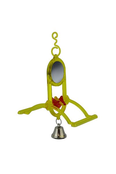 PureCanpati Mirrored & Bell Swing with Perch for Lovebirds (Yellow Color)