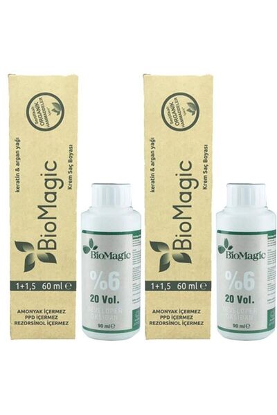 BIOMAGIC Organik Amonyaksız Saç Boyası Koyu Kumral Dore-66.33+oksidan (2 Adet)