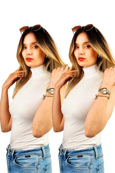 Betimoda Women's Zero Sleeve Half Turtleneck Body 2 Pieces