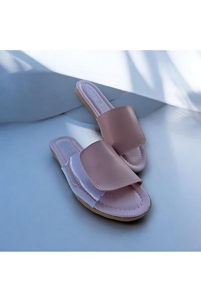MODA SENİ Transparent Side Women's Slippers Open Front Outdoor and Home Slippers Dowry Bundle Set Powder Color Women's Slippers