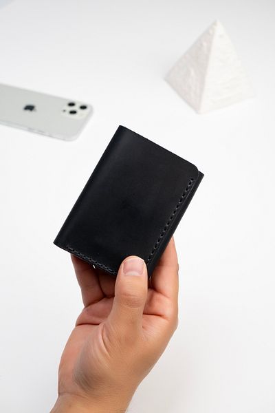 Niki Leather Черен кожен портфейл Ramos, държач за карти