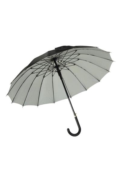 hak-iş oyuncak 12 Telli Dışı Siyah Içi Gümüş Renk Baston Şemsiye Unisex Şemsiye