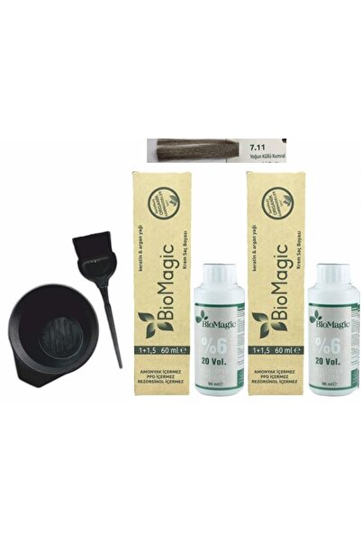 BIOMAGIC Organik Keratin+argan Yağlı S.boyası 7.11 60ml X2 Adet+oksidan 90ml+boyama Seti