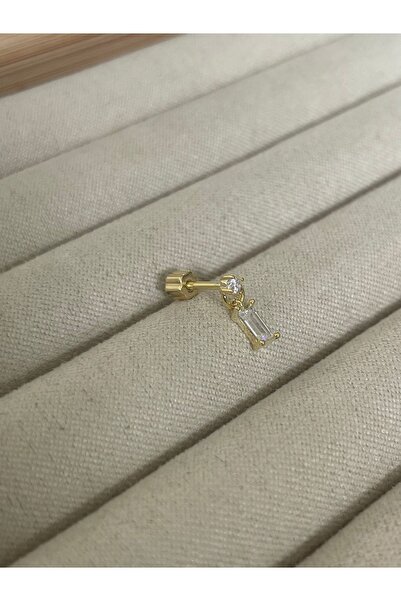 Sade Accessory Ucu Sallantılı Dikdörtgen Taşlı Piercing