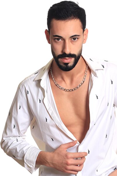 LABALABA Men's Lacquer Silver Color Plated Thick Chain Necklace