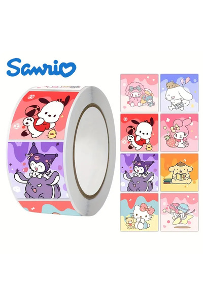SANRIO Αυτοκόλλητο με μοτίβο Hello Kitty και Kuromi Cinnamoroll - 1 ρολό (500 τεμάχια)