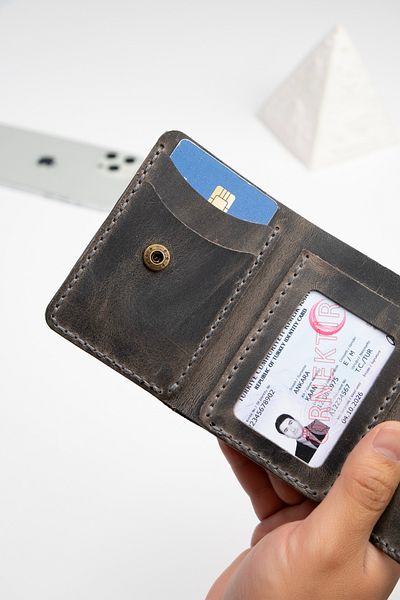 Niki Leather Γκρι Ramos Δερμάτινη θήκη για πορτοφόλι