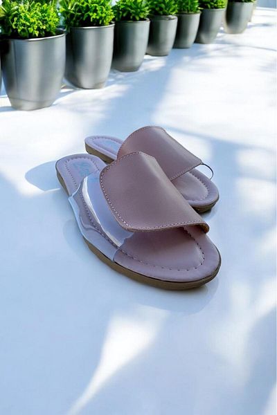 MODA SENİ Transparent Side Women's Slippers Open Front Outdoor and Home Slippers Dowry Bundle Set Powder Color Women's Slippers