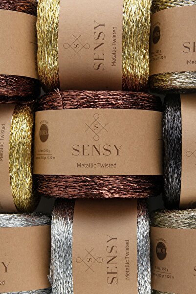 SENSY Premium 320 M Simli Metalik Ip Parlak Çanta Rafya Supla Ip Metalik Bükümlü Ip 250 Gr Altın