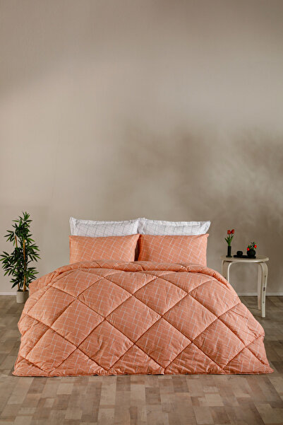 Doqu Home Easy Cotton Glimmer Comforter Set Çift Kişilik - Somon