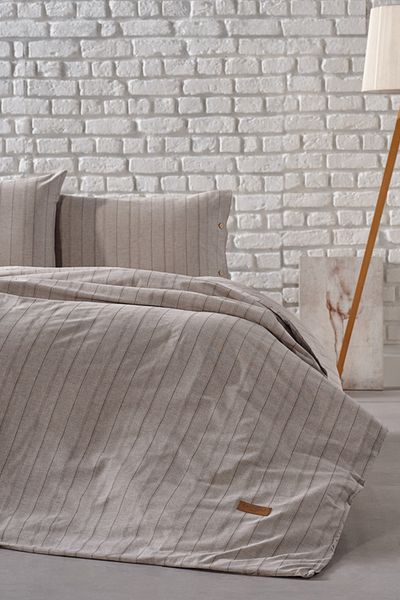 Doqu Home Комплект завивка Mabel за единична завивка, боядисана в прежда, кафяв