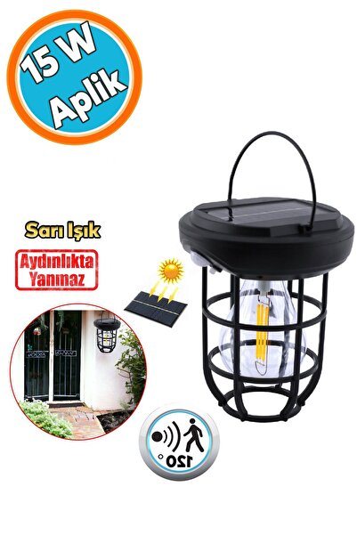 NZB Güneş Enerjili Aplik Dış Aydınlatma 3 Modlu Işıklandırma Sensörlü Sarı Iş...