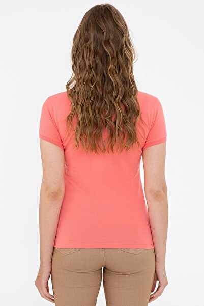 U.S. Polo Assn. Γυναικείο μπλουζάκι με γιακά πόλο με μοτίβο λουλουδιών ρόδι