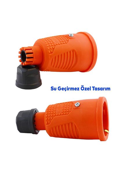 NZB Monophase With Rubber Cable Garden Outdoor Protected IP54 Rugged Waterproof Orange Female Plug Single 16A
