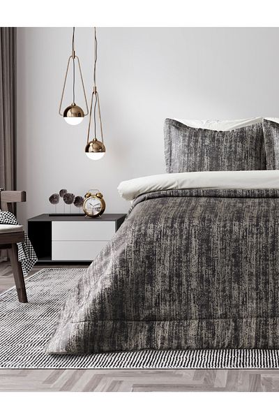 Doqu Home مفرش سرير مزدوج من تاليا - أنثراسيت