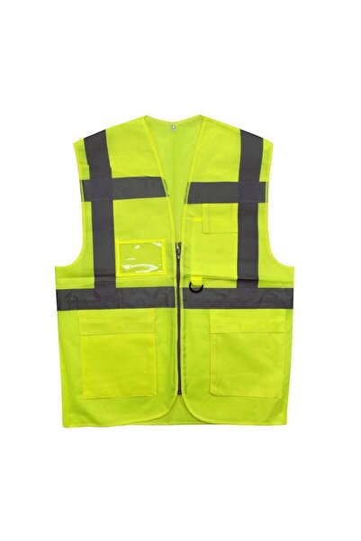 NZB Mühendis Tipi Ikaz Yeleği Cepli Fosforlu Sarı Güvenlik Yelek Sarı