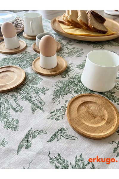 ERKUGO 6 Pieces Round Bamboo Tea Plate, Cup Pad, Cup Plate
