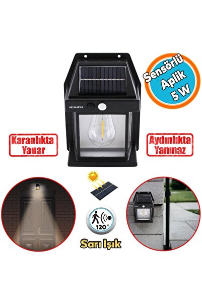 NZB Sensörlü Güneş Enerjili Dış Aydınlatma 2 Modlu Işıklandırma Sarı Işıklı A...