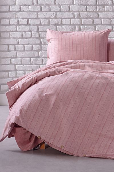 Doqu Home طقم غطاء لحاف فردي من سلسلة Mabel المصبوغة بالخيوط - أحمر كلاريت