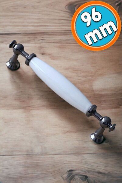 NZB Porselen Füme Beyaz 96 mm Kulp Mobilya Mutfak Kulplar Dolabı Dolap Kapak Kulpu Çekmece Kulbu