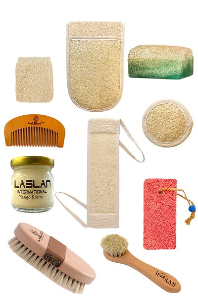 ilaslan international 10 Piece Bath Dowry Set, Natural Shower Products
