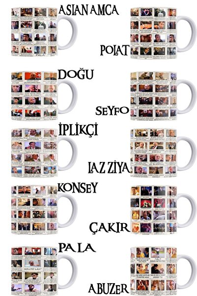 remonz Valley of the Wolves Series Scenes and Lines of 10 Different Characters Printed, 100% Porcelain Mug