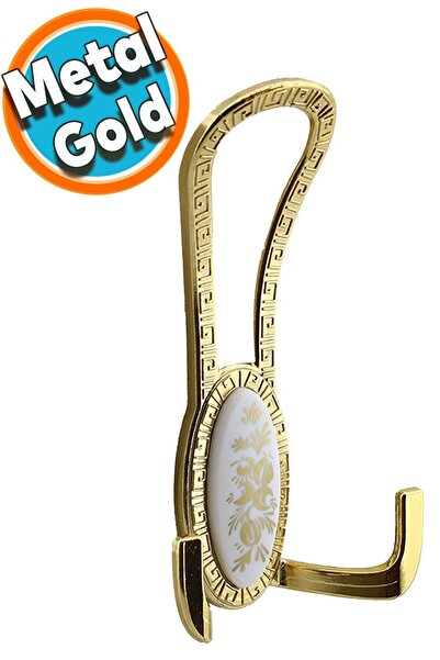 NZB Dolap Portmanto Vestiyer Duvar Banyo Askısı Metal Dolap Elbise Askılığı Gold Beyaz Desenli