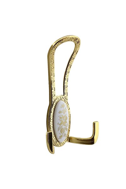 NZB Dolap Portmanto Vestiyer Duvar Banyo Askısı Metal Dolap Elbise Askılığı Gold Beyaz Desenli