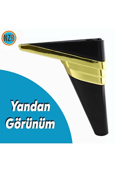 NZB Mobilya Kanepe Sehpa TV Ünitesi Koltuk Ayağı Baza Ayakları Siyah Altın 14 cm