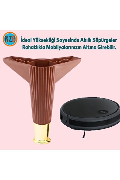 NZB Mobilya Takımı Çekyat Kanepe Komidin Sehpa TV Ünitesi Koltuk Ayağı 15 cm Ceviz Altın Baza Ayak