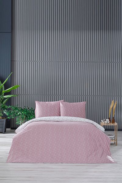 Doqu Home Glimmer Easy Cotton - Double King Size Dusty Rose Duvet Cover Set