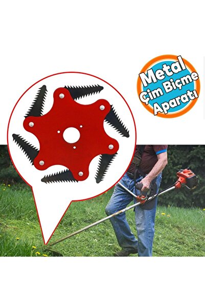 NZB Benzinli Tırpan Metal Çim Çayır Biçme Kesme Aparatı 6 Kollu Testere Dişli...