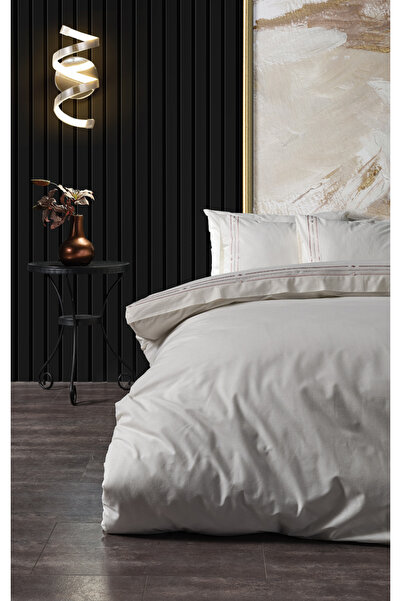 Doqu Home Zelda Embroidered Double Duvet Cover Set - Powder