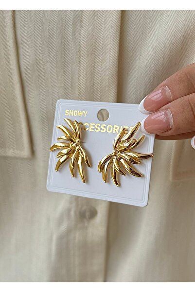 takıtarzım Femei din aur - Cercei cu imprimeu cu jumătate de floare