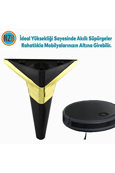 NZB Mobilya Kanepe Sehpa TV Ünitesi Koltuk Ayağı Baza Ayakları Siyah Altın 14 cm