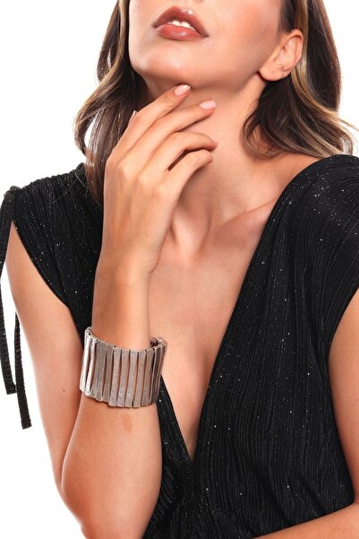 LABALABA Kadın Antik Gümüş Kaplama Çubuk Formlu Lastikli Bohem Bileklik & Üst...