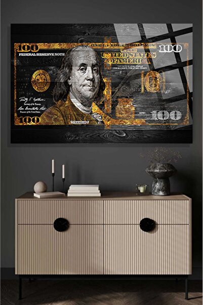 TAULART Amerikan Dolar Tasarımı Uv Baskılı Kırılmaz Cam Tablo, Ev Ve Ofis Yük...