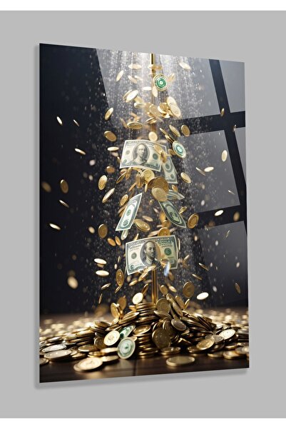 TAULART Altın ve Dolar Uv Baskılı Kırılmaz Cam Tablo, Ev Ve Ofis Yüksek Çözünürlüklü 4mm Cam Tablo