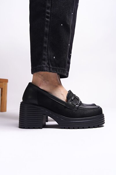 Riccon Gwassien Kadın Loafer 0012500 Siyah Süet