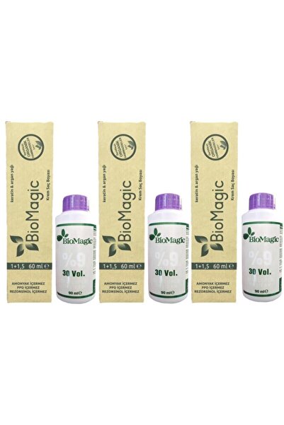 BIOMAGIC Organik Amonyaksız Saç Boyası (yoğun Küllü Sarı-9.11)+oksidan (3 Adet)