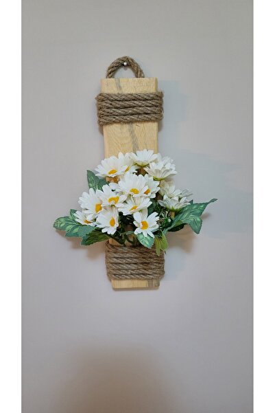 La bella bazar Decorativ din lemn pentru hol, ornament decorativ, cu flori artificiale, agatator decorat cu flori artificiale