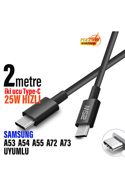 EXENAR 2 metre Type-C Uzun Hızlı Şarj Kablosu Type-C den Type-C ye Samsung A5...