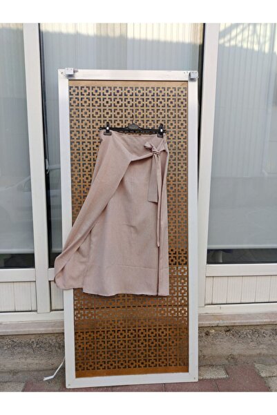 Çınar boutique Keten Bağlamalı Etek-Taş Rengi - L